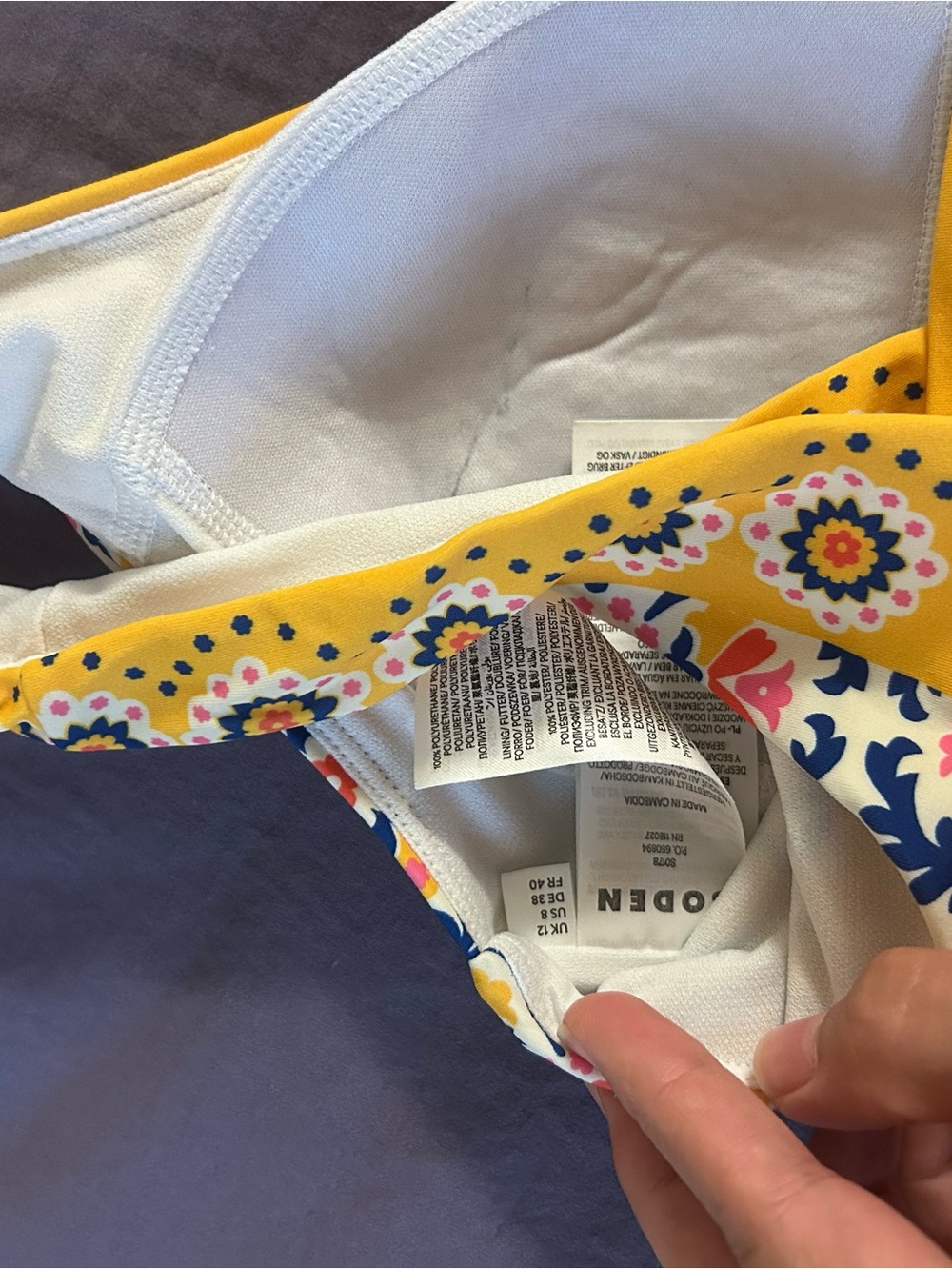 BODEN Yellow Floral Bikini Set with Matching Cover-Up - Picture 6 of 10
